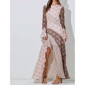 NEW BAEVELY BY WELLMADE boho floral chiffon maxi dress in multi-colored